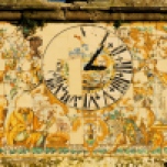Maiolica clock face, eighteenth century, belltower of Sta. Maria Maggiore, Roccamonfina